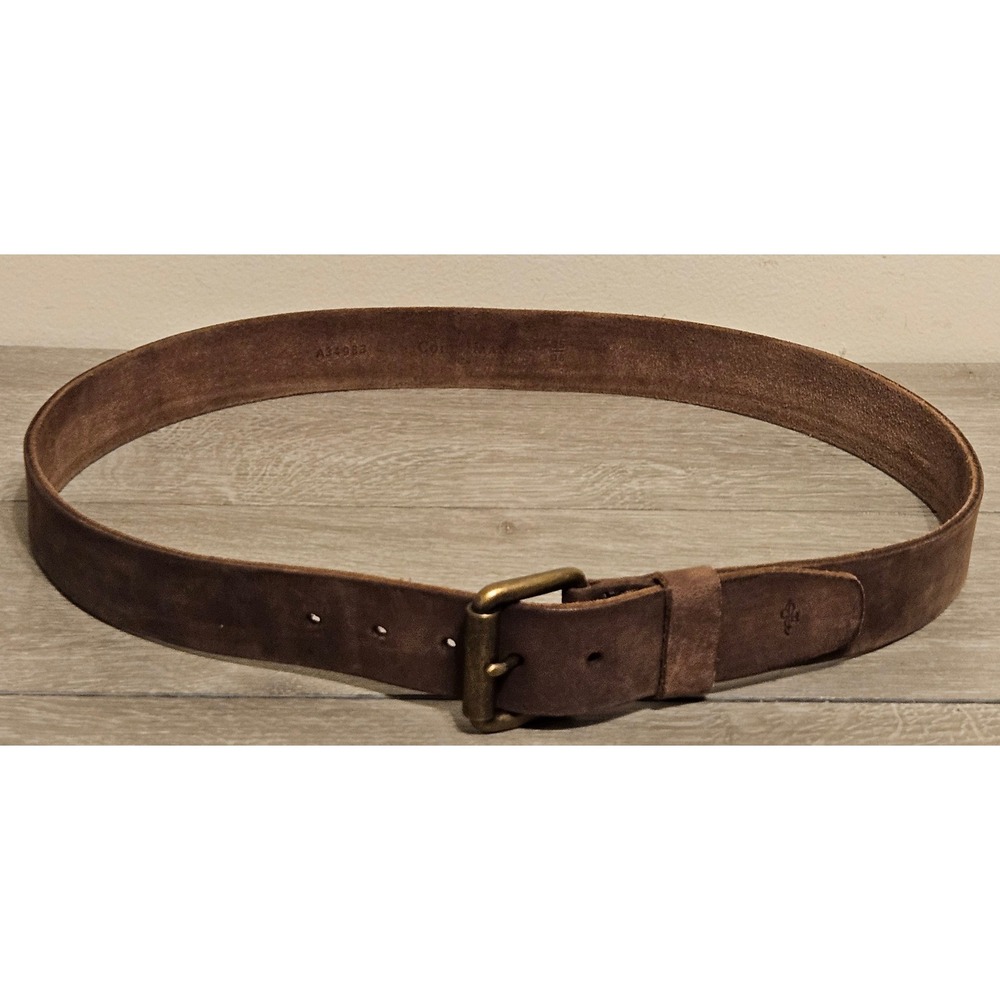 Cole Haan Mens Brown Leather Jeans Belt Nickle Buckle Size 38 A34983